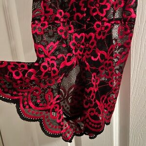 Red and Black Lace Fabric